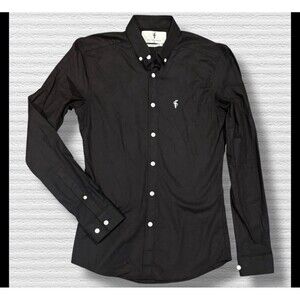 Father Sons Stretch Slim Fit Dress Shirt XS Black Button Down FS302 Logo